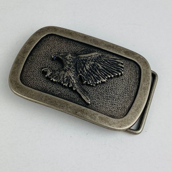 Unisex Gray Distressed Belt Buckle With Raised Eagle Accessory Piece Collectible - Picture 3 of 8